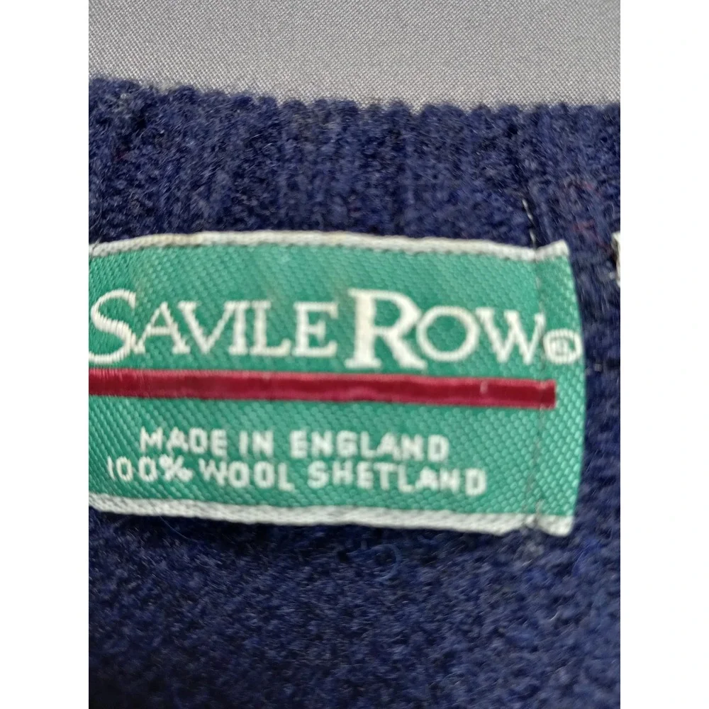 Vintage Savile Row 100% Shetland Wool Argyle Vest - Made in England - Large